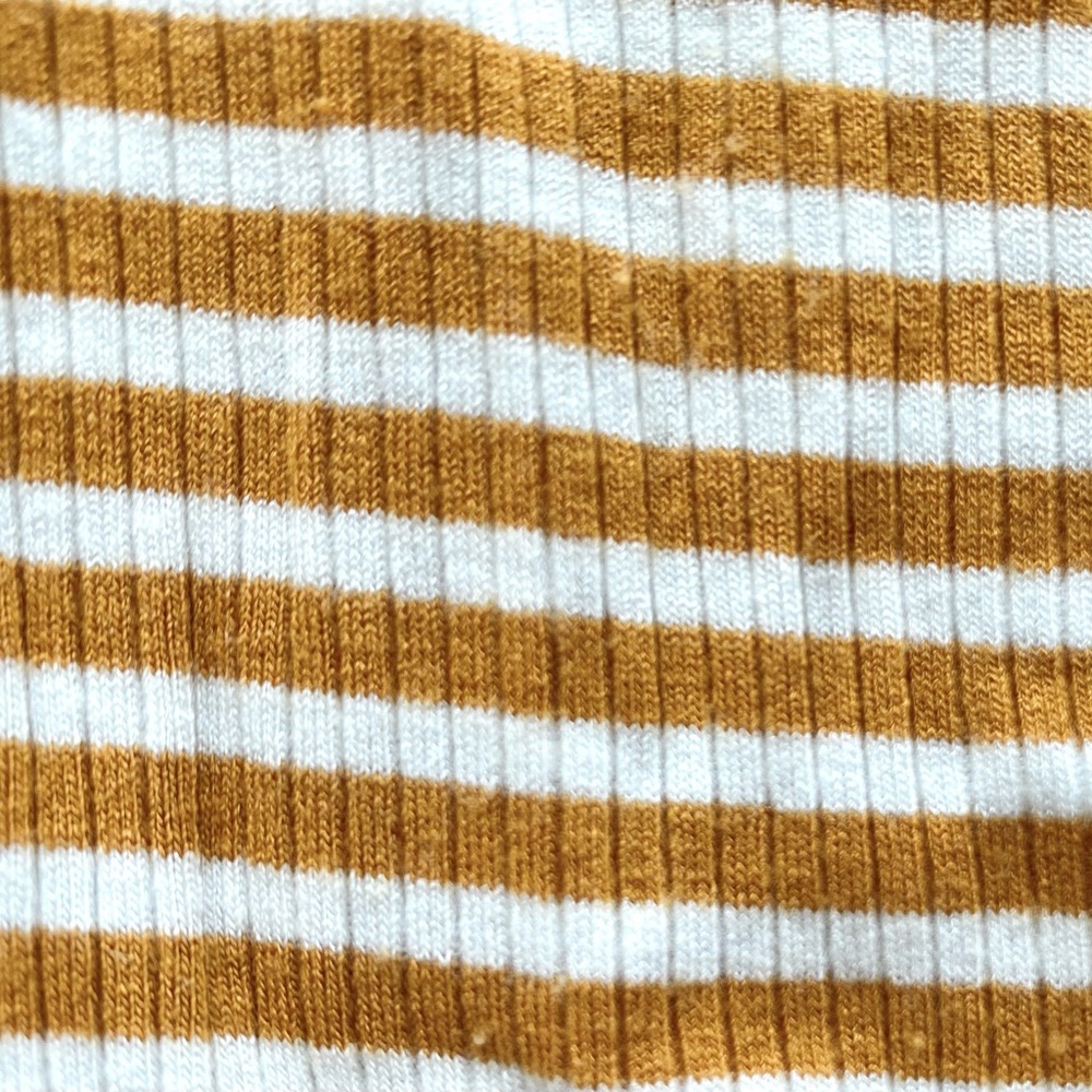 NWOT Forever 21 Deep V Mustard and White Striped Bodysuit - Picture 3 of 5
